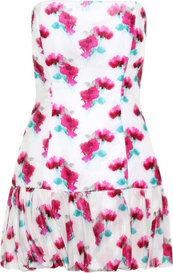 Attico Floral velvet minidress