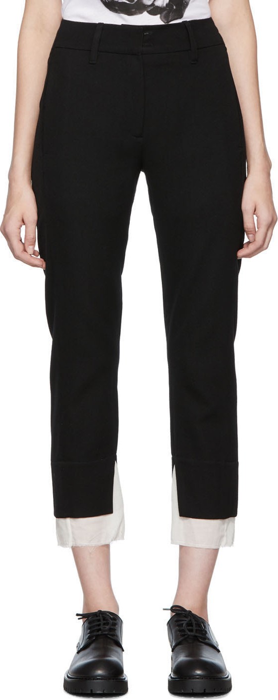 Ann Demeulemeester Black Lainecotton Cropped Trousers