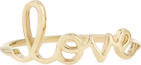 Sydney Evan 14k Yellow Gold Pure Love Script Ring, Size 6.5