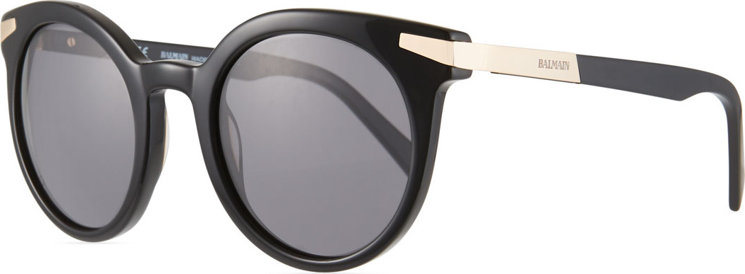Balmain Round Acetate & Metal Sunglasses
