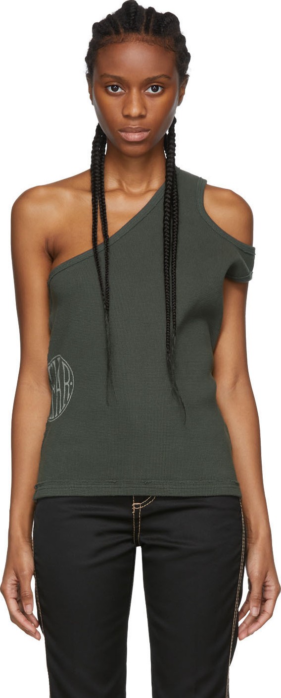 Telfar Green Asymmetrical Thermal Tank Top