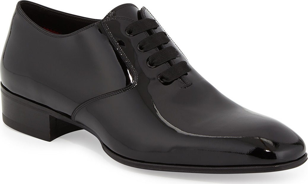 TOM FORD Gianni Patent Leather Lace-Up Shoe, Black