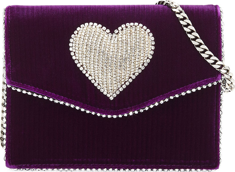 Les Petits Joueurs Lulu Disco Heart Velvet Crossbody Bag