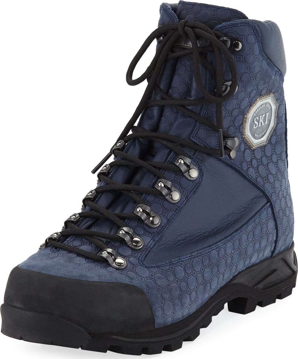 Stefano Ricci Men's Embossed Leather Hiking Boots