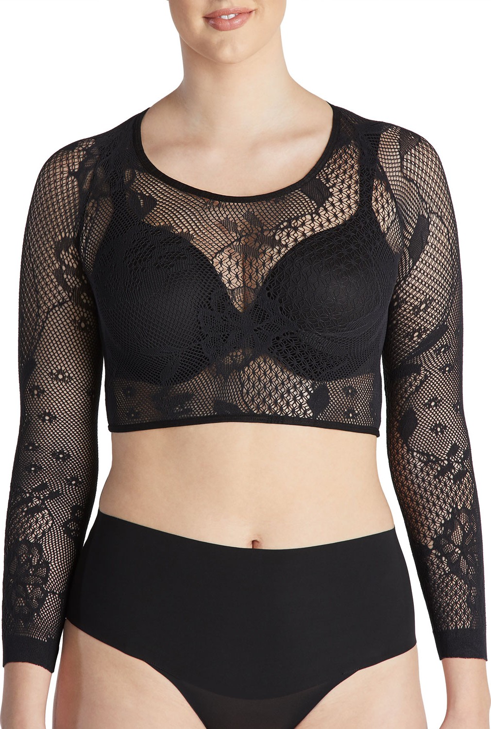 SPANX Open-Weave Floral Arm Tights Shaper Top
