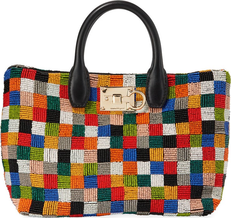 Salvatore Ferragamo The Studio Mini Beaded Leather Satchel Bag