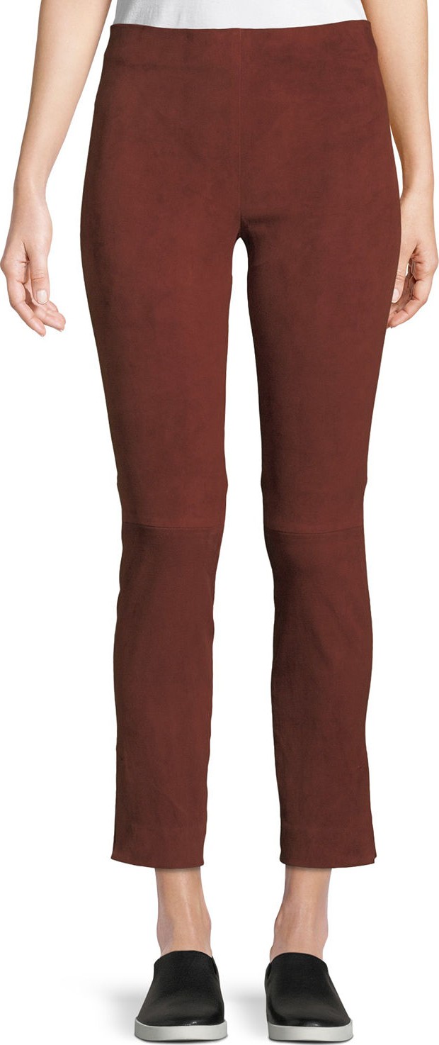 Vince Stretch-Suede Split Hem Crop Pants