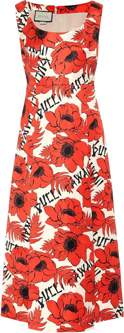 Gucci Floral silk-duchesse midi dress