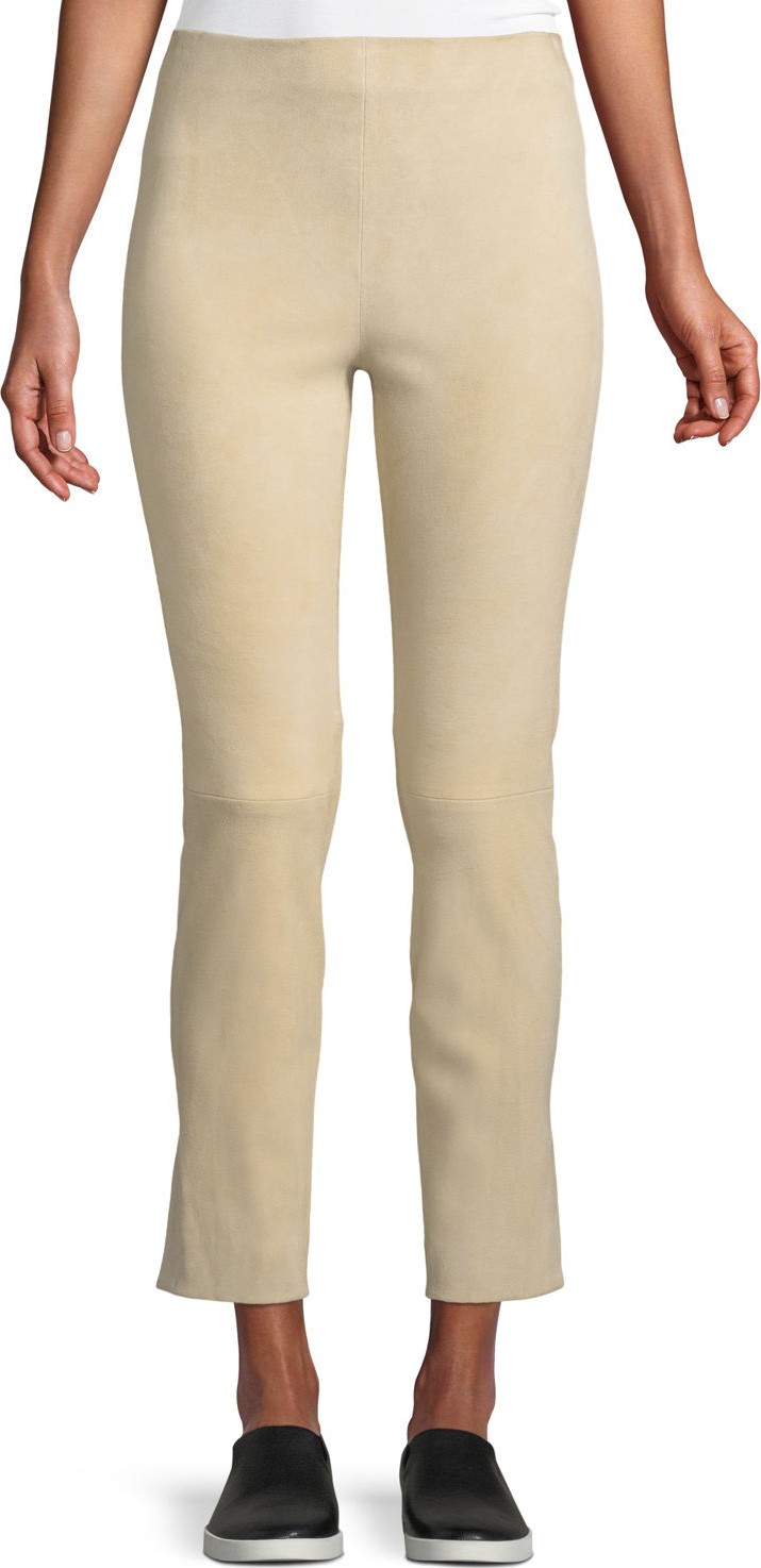 Vince Cropped Stretch-Suede Split-Hem Pants