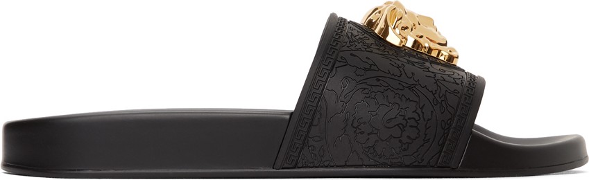 Versace Black Baroque Medusa Pool Slides