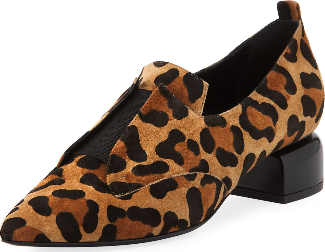 Pierre Hardy Billy Leopard-Print  Suede Stretch-Band Loafer