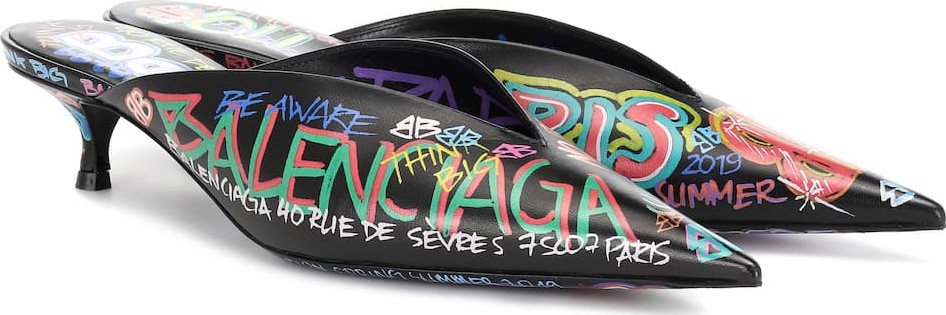 Balenciaga Graffiti Knife leather mules
