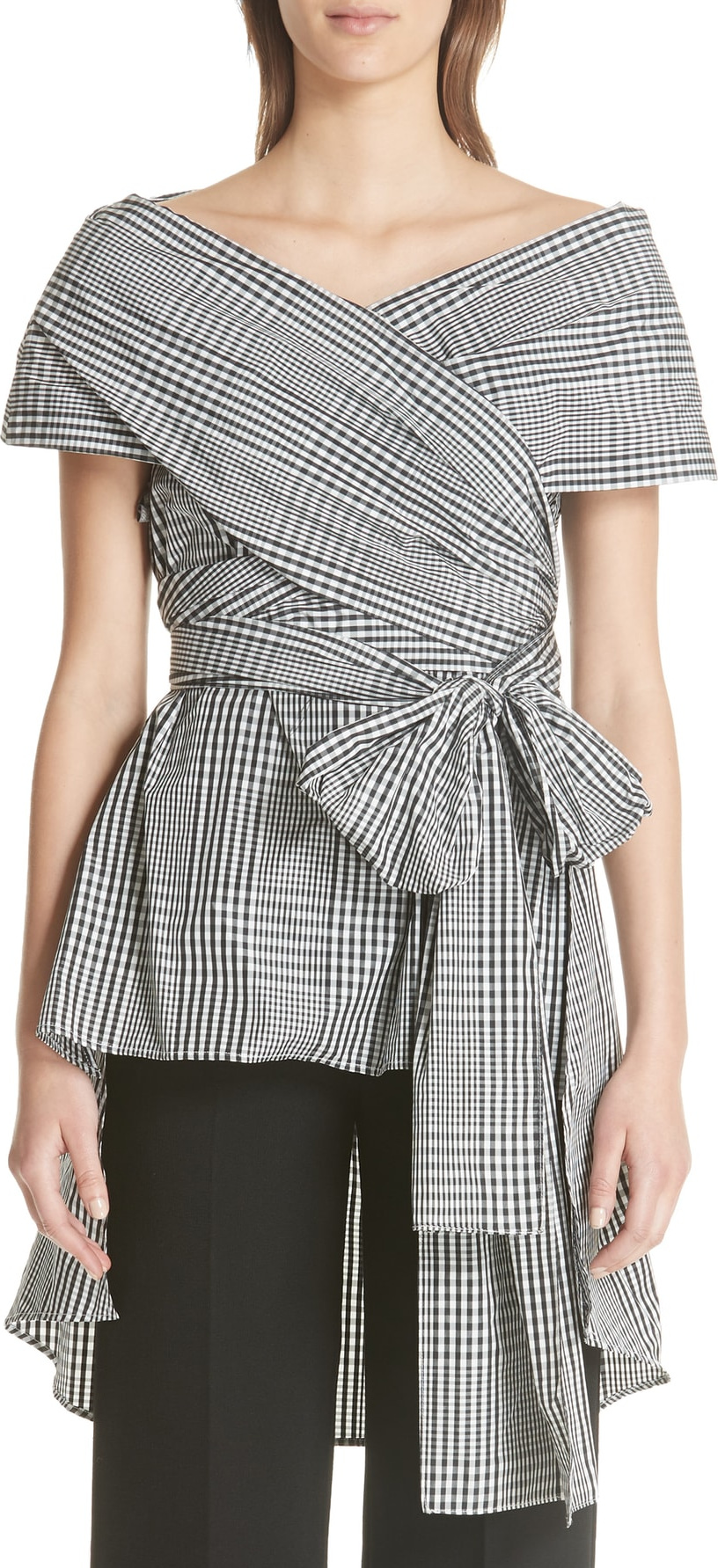 Lela Rose Glen Plaid Wrap Top
