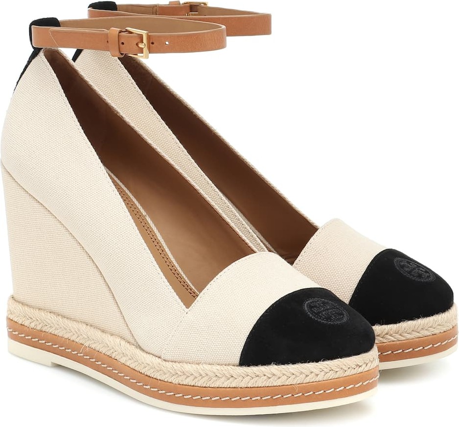 Tory Burch Suede-trimmed espadrille wedges