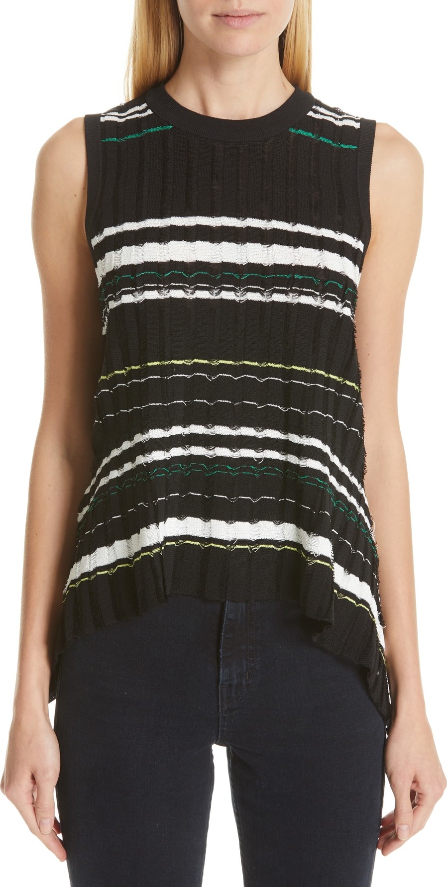 Proenza Schouler Stripe Knit Peplum Top