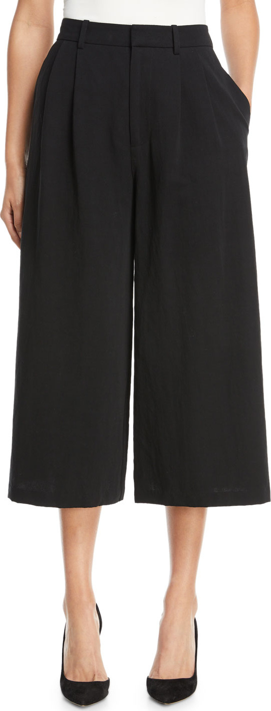 Co 2-Pleat Wide-Leg Cotton-Blend Culotte Pants