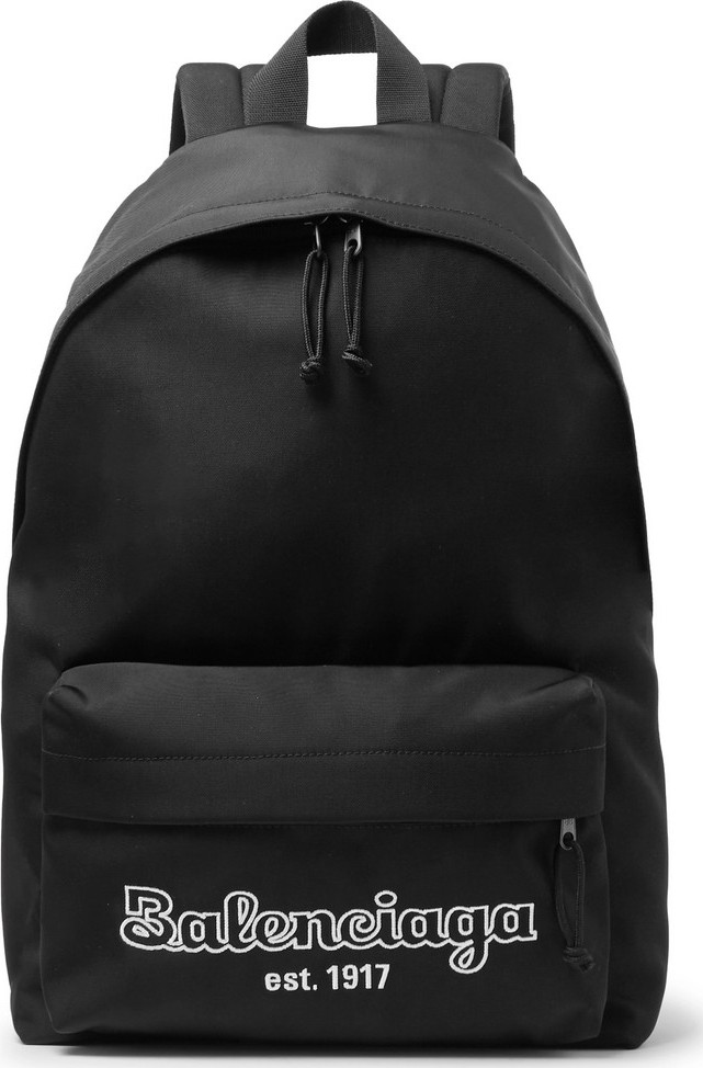 Balenciaga Logo-Embroidered Canvas Backpack