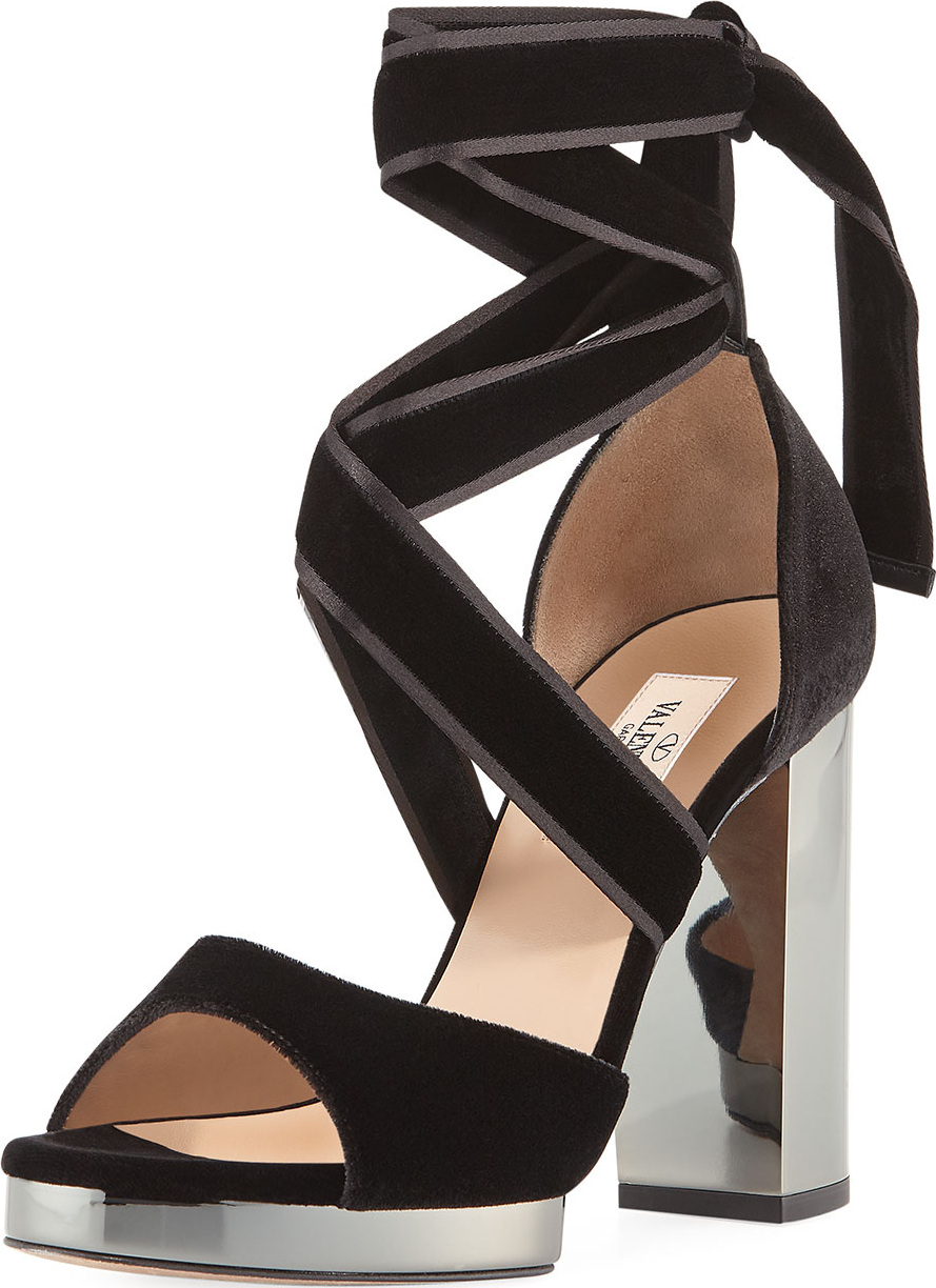 Valentino Ballet Fever Velvet Ankle-Wrap Sandal