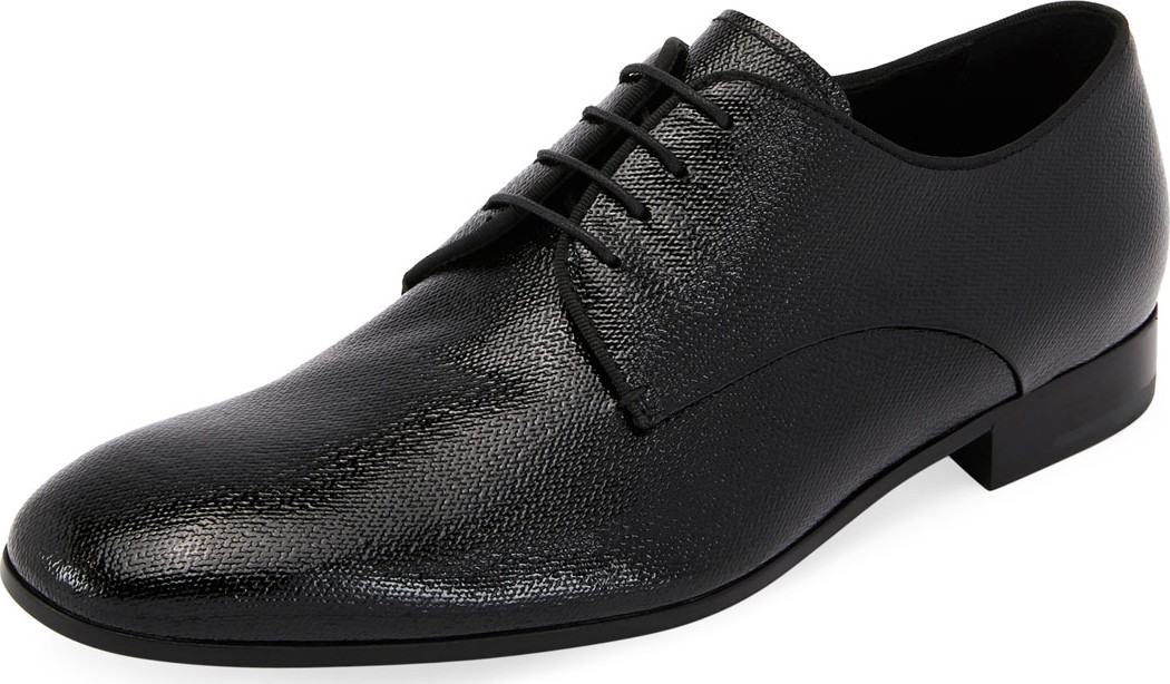 Giorgio Armani Vernice Olona Textured Leather Oxford Shoe