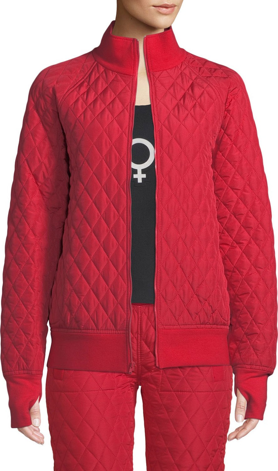 Norma Kamali Quilted Stand-Collar Bomber Jacket