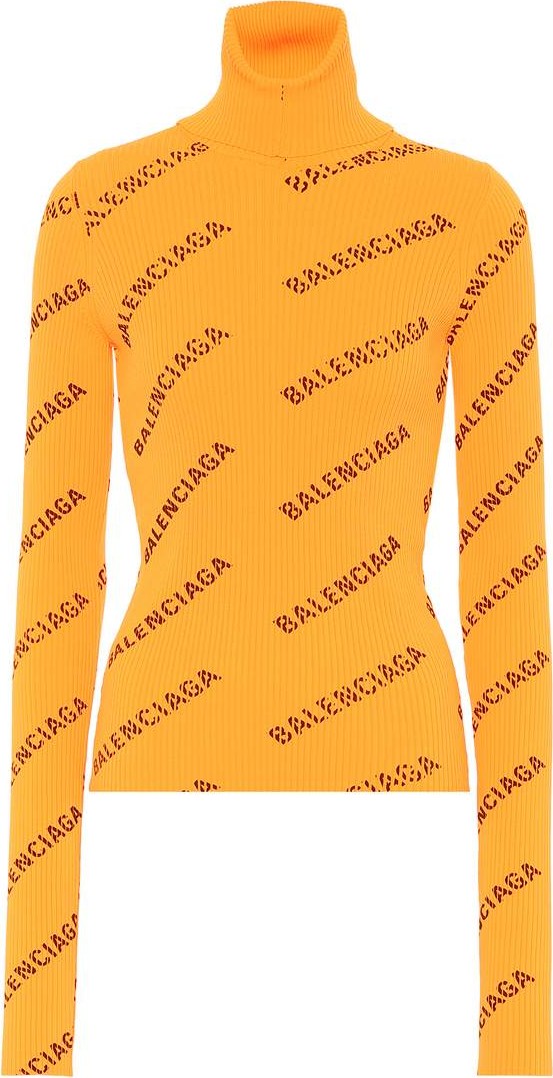 Balenciaga Logo-knit turtleneck sweater