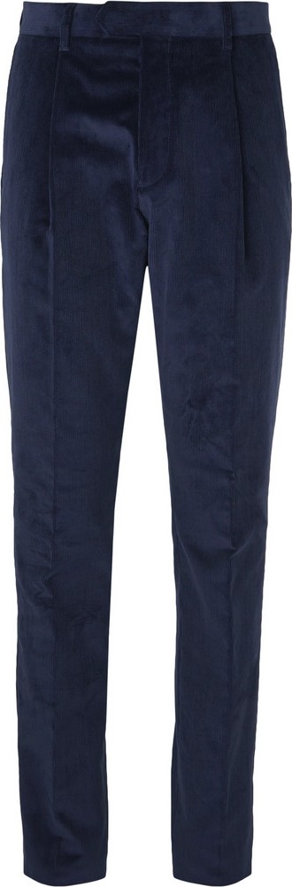 Caruso Indigo Slim-Fit Tapered Cotton-Blend Corduroy Suit Trousers