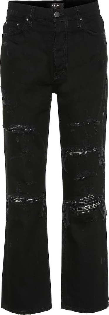 Amiri Embellished high-rise straight jeans