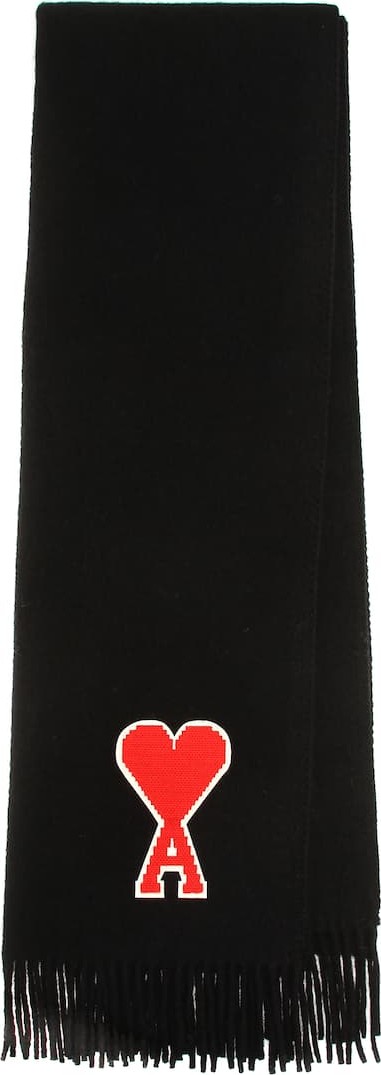 AMI Heart appliqué wool scarf