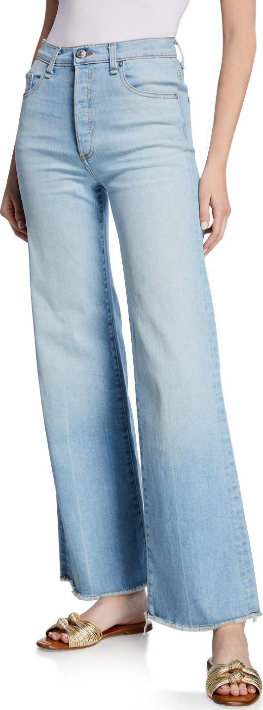 Veronica Beard Kirra Frayed Straight-Leg Jeans