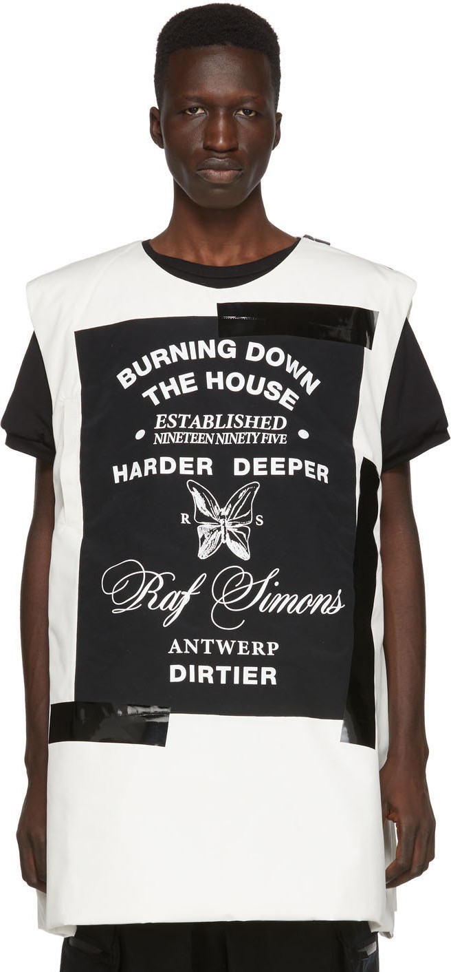 Raf Simons White Templa Edition Oversized Wadded Vest