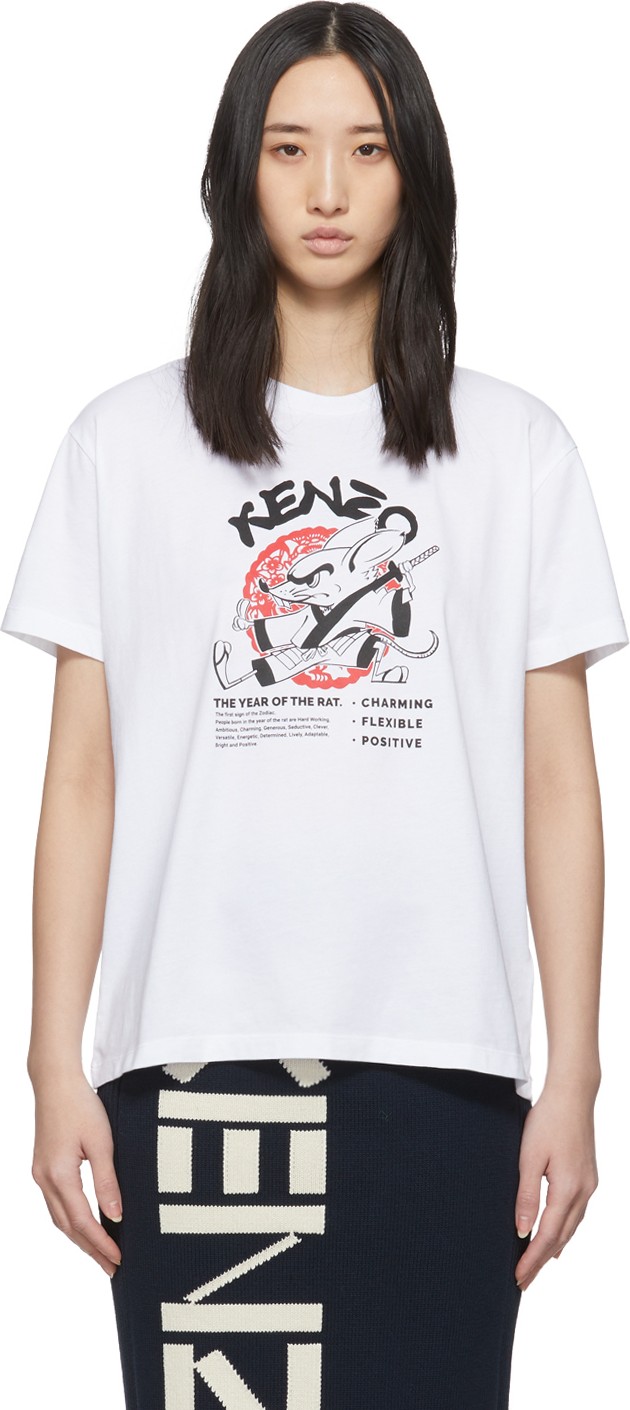 KENZO White Limited Edition Chinese New Year Kung Fu Rat T-Shirt