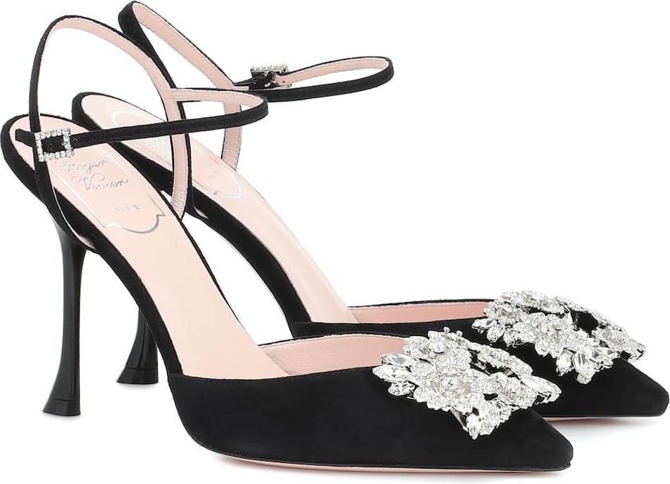 Roger Vivier Bouquet Strass Buckle suede pumps