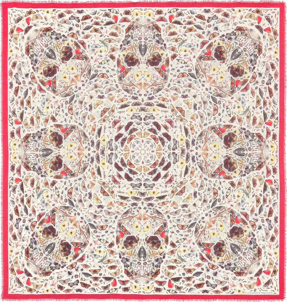 Alexander McQueen Butterfly print wool-blend scarf