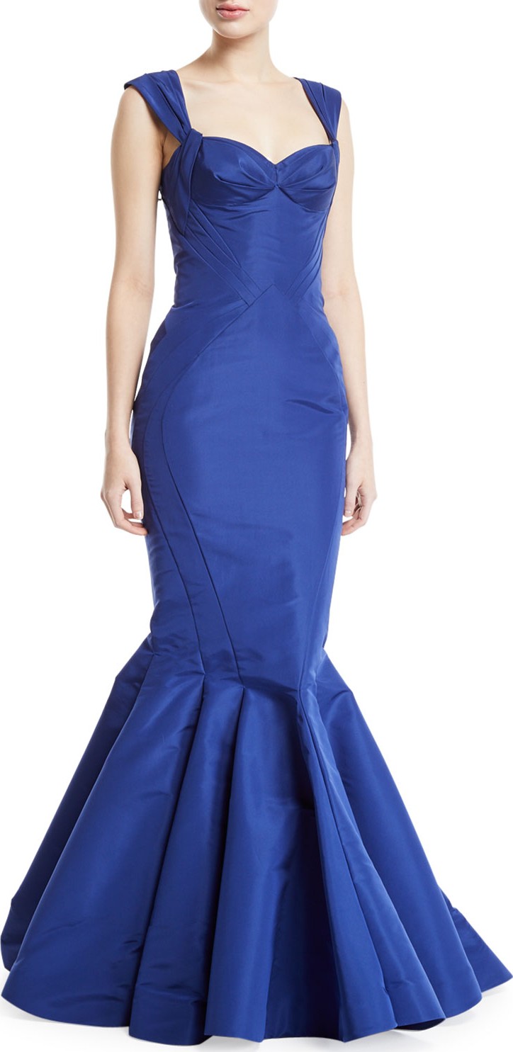 Zac Posen Sweetheart Silk Faille Mermaid Gown