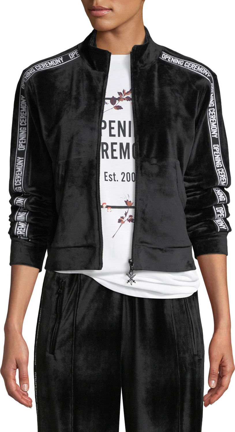 Opening Ceremony Velour Cropped Logo Track Jacket