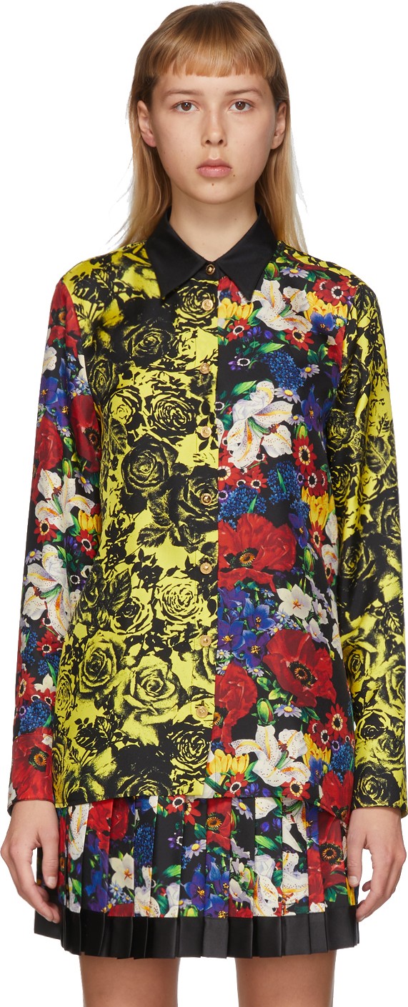 Versace SSENSE Exclusive Multicolor Silk Floral Blouse Versace SSENSE Exclusive Multicolor Silk Floral Blouse