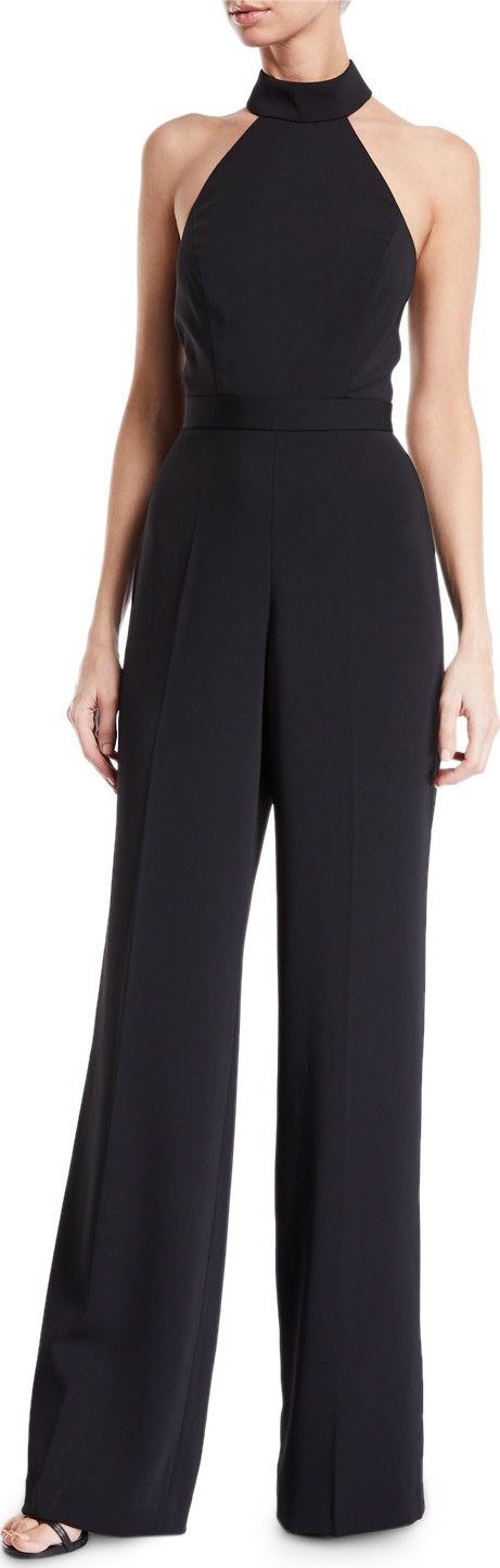 Jay Godfrey Meghan Halter-Neck Cutout Crepe Jumpsuit