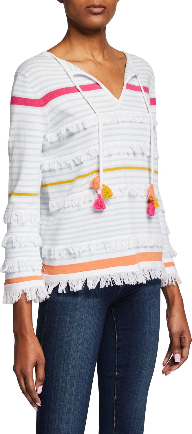 Lisa Todd Classic Beach Fray Cotton Tassel Sweater