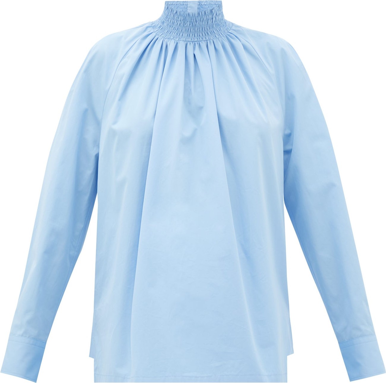 Prada High-neck cotton-poplin blouse