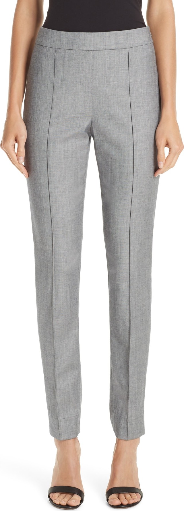 St. John Sharkskin Stretch Wool Blend Skinny Ankle Pants