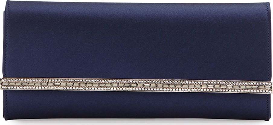 Judith Leiber Tuxedo Crystal-Trim Satin Clutch Bag