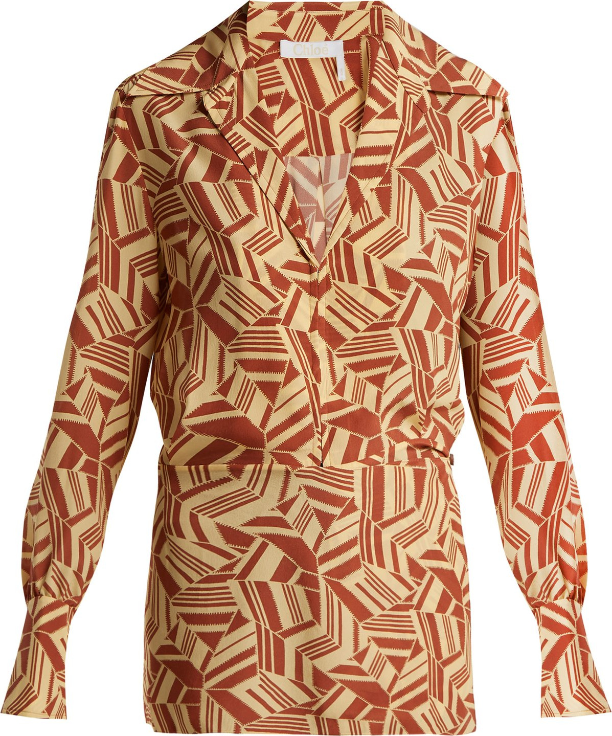 Chloe Geometric-print silk crepe de Chine blouse