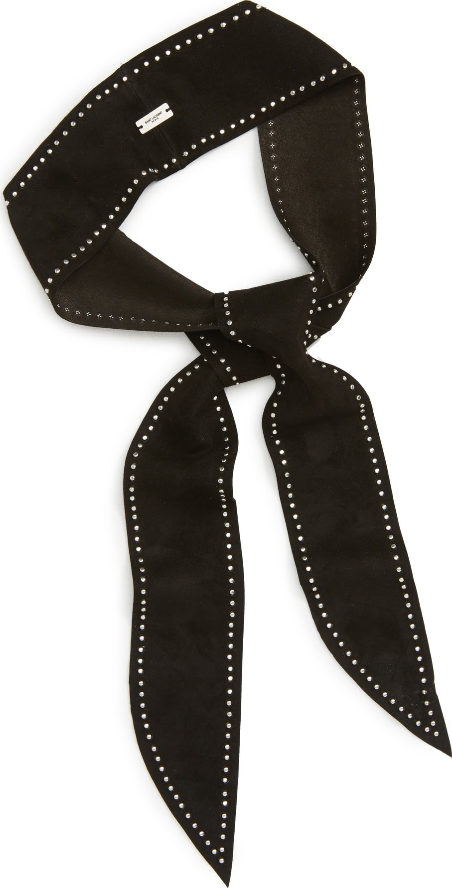 Saint Laurent Studded Leather Skinny Scarf