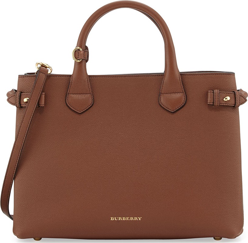Burberry London England Banner Medium House Check Derby Tote Bag, Tan