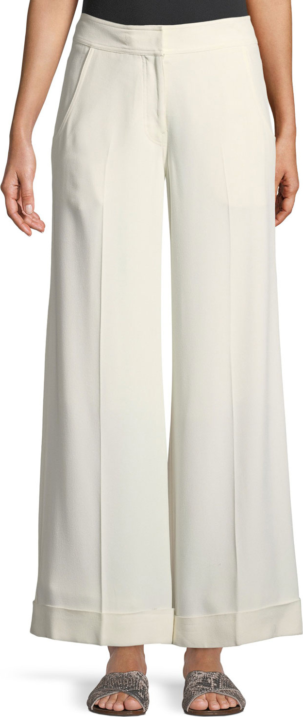 Derek Lam Wide-Leg Pebble Crepe Trousers