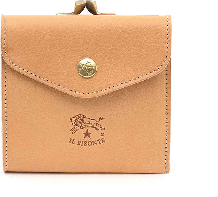 Il Bisonte Leather Snap and Flap Wallet, Beige