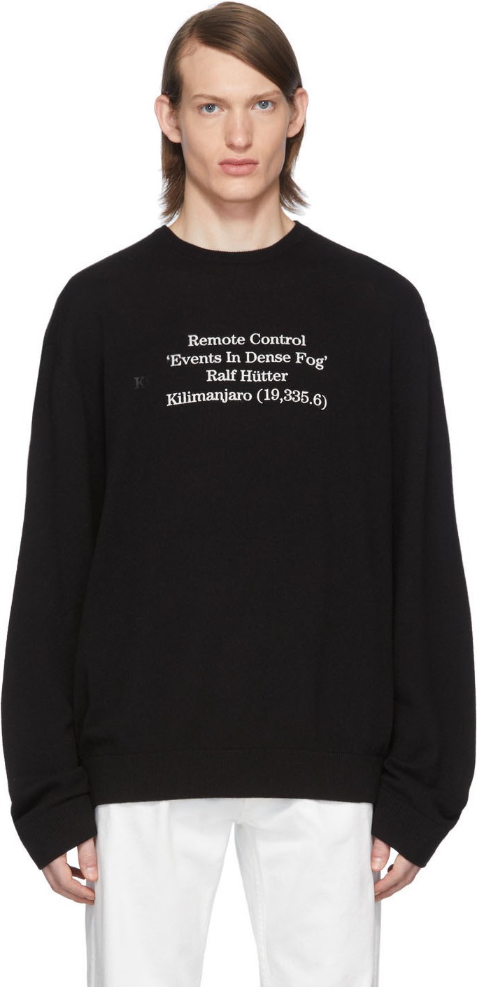 Raf Simons Black Merino 'Remote Control' Sweater