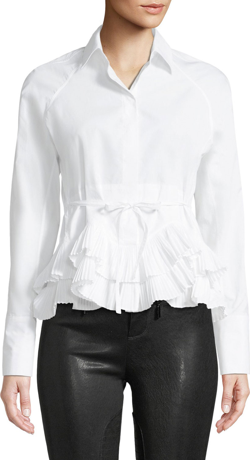 Alexis Winton Pleated Ruffle Peplum Top