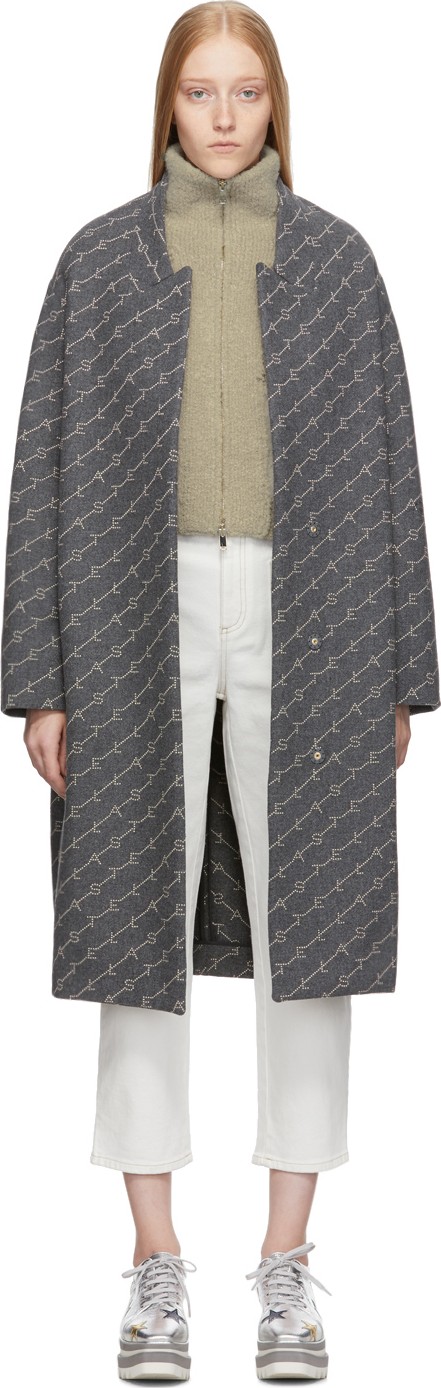 Stella McCartney Grey Monogram Wool Coat