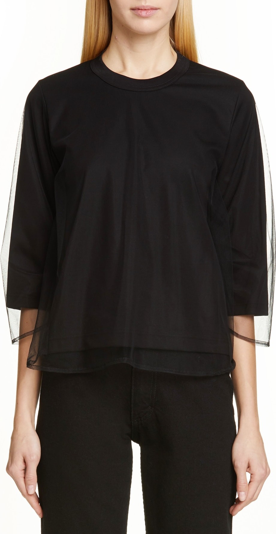 Noir Kei Ninomiya Tulle Overlay Tee